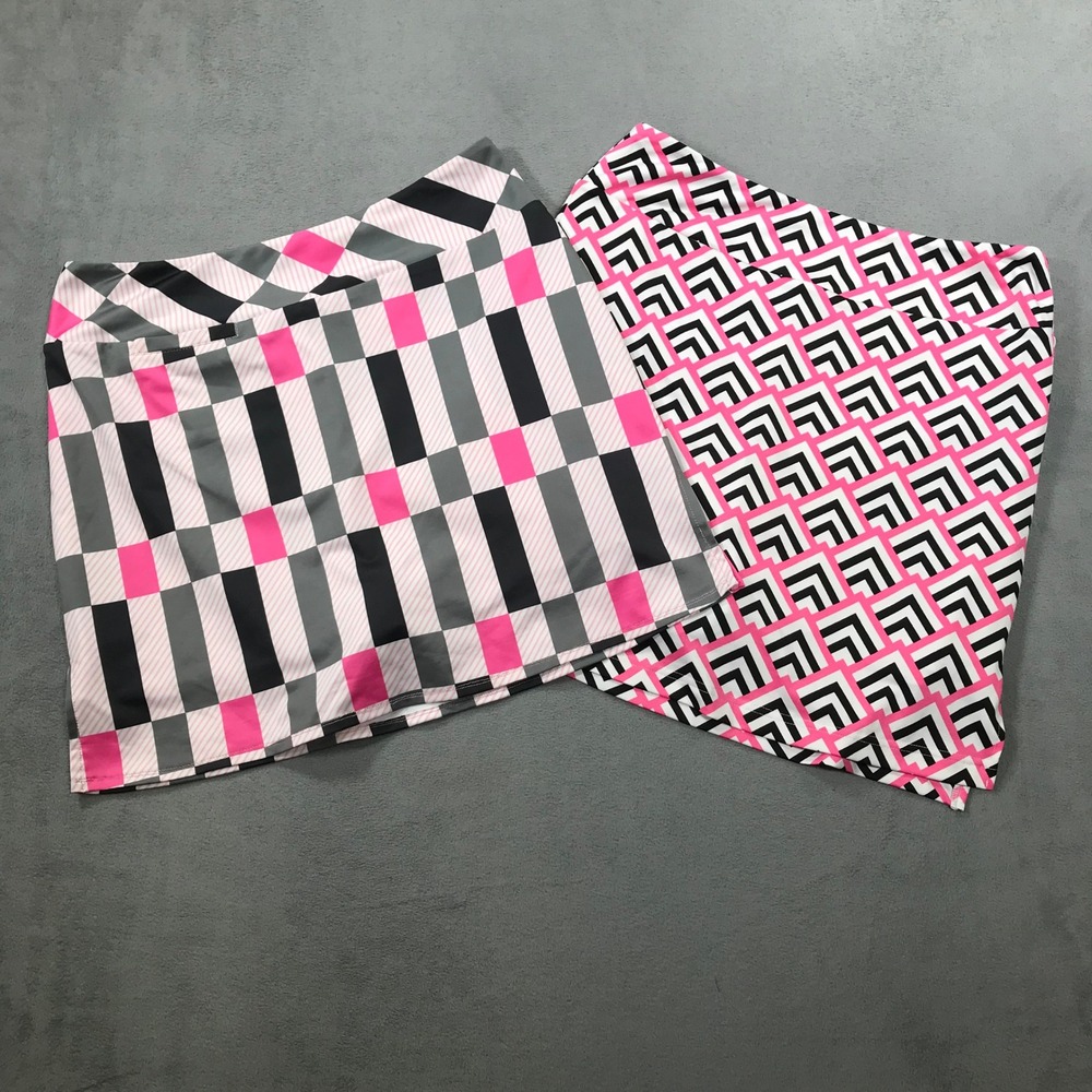 Golftini Skorts Lot of 2 Womens L Pink Geometric Pull On Active Golf Skirt